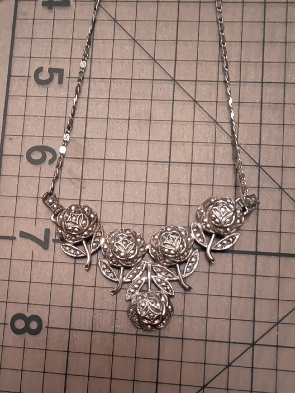 Sterling Silver Floral Statement Necklace - Picture 9 of 11